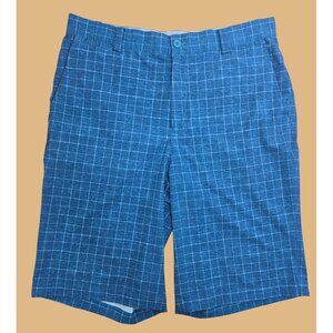 Nike Golf Mens Dri-Fit Plaid Blue Shorts 32